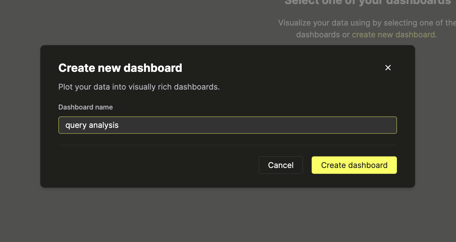 Create a new dashboard - Zoomed